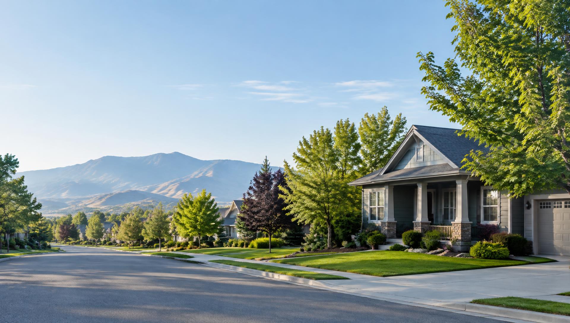 A peaceful Idaho neighborhood in daylight